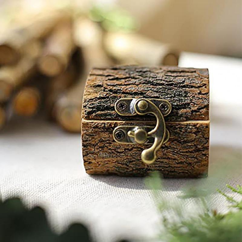 Creative Ring Box Wooden Handmade Crafts Rustic Jewelry Storage Holder Personalized Ring Bearer Box Wedding Gifts