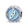 925 Silver Compass Charms Beads Sparkling CZ Zircon Dangle Fit Original Bracelet DIY For Women Travel Jewelry Gifts