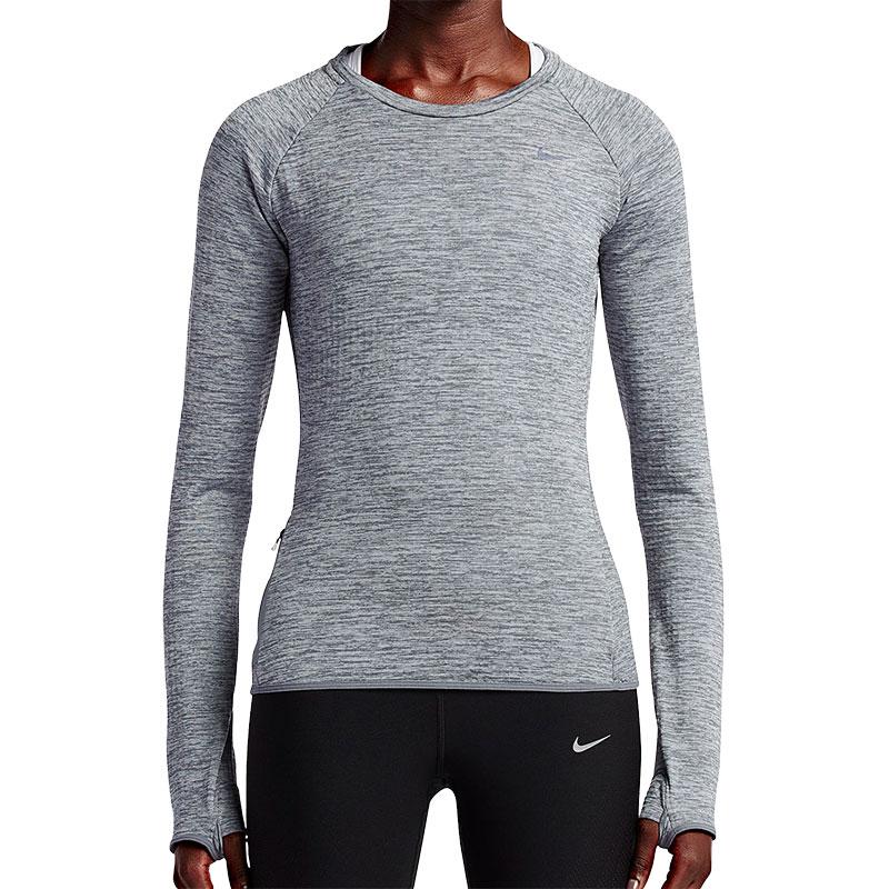 Nike Therma T Shirts Women s Gray Crew Neck Moderate 812043-012 M