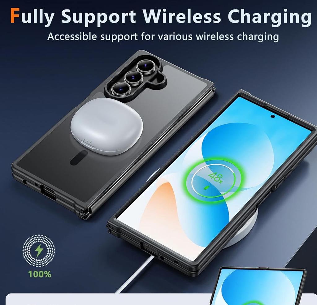 UYUXIO Wireless Charging Magnetic Case for Samsung Galaxy Z Fold 7 Full Cover Mobile Phone Cases with Magnet for Z Fold7