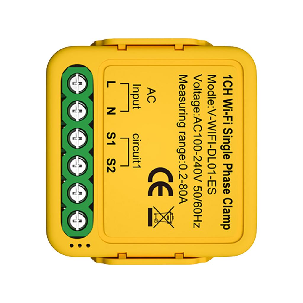 Tuya WiFi Monitor de Energia Doméstica Inteligente 2.4GHZ Medidor de Energia Inteligente Monofásico Monitor de Consumo 80A Cor Solar