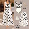 Trendy Women's Lace-Up One-Piece Swimsuit with Skirt Overlay - European & American Style