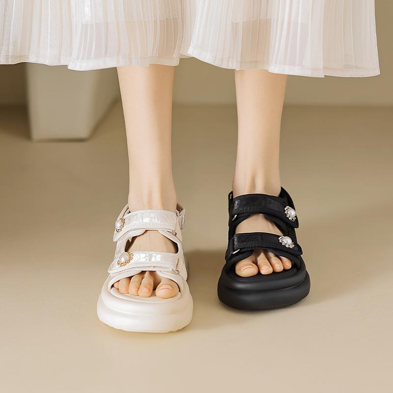Augustine sandals women's 2025 new summer wear platform Velcro French with skirt sports beach shoes