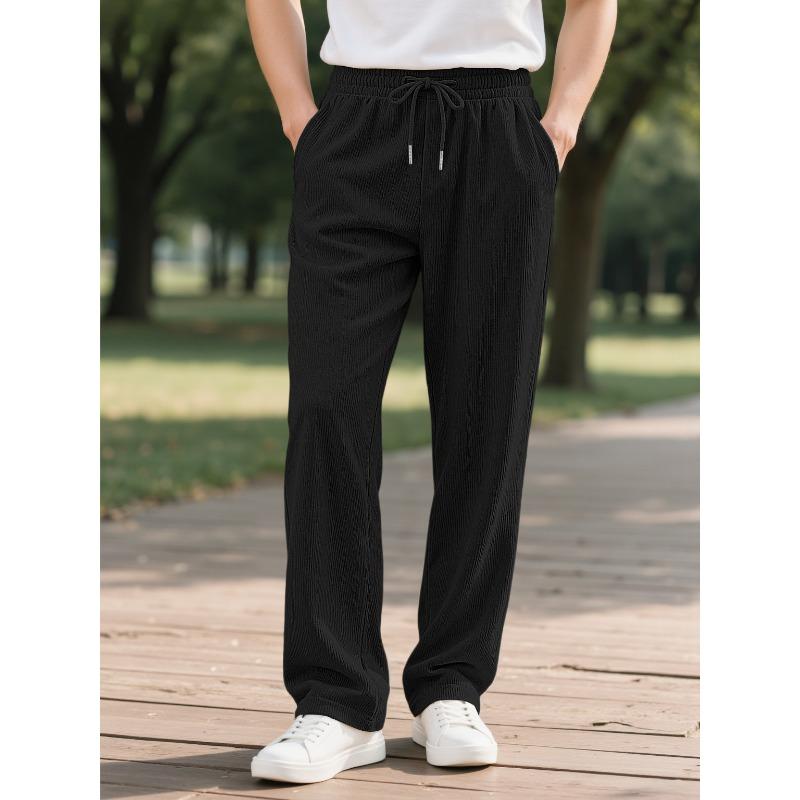 Men's Striped Drawstring Loose-Fit Pants | Comfortable Casual Trousers with Elastic Waist