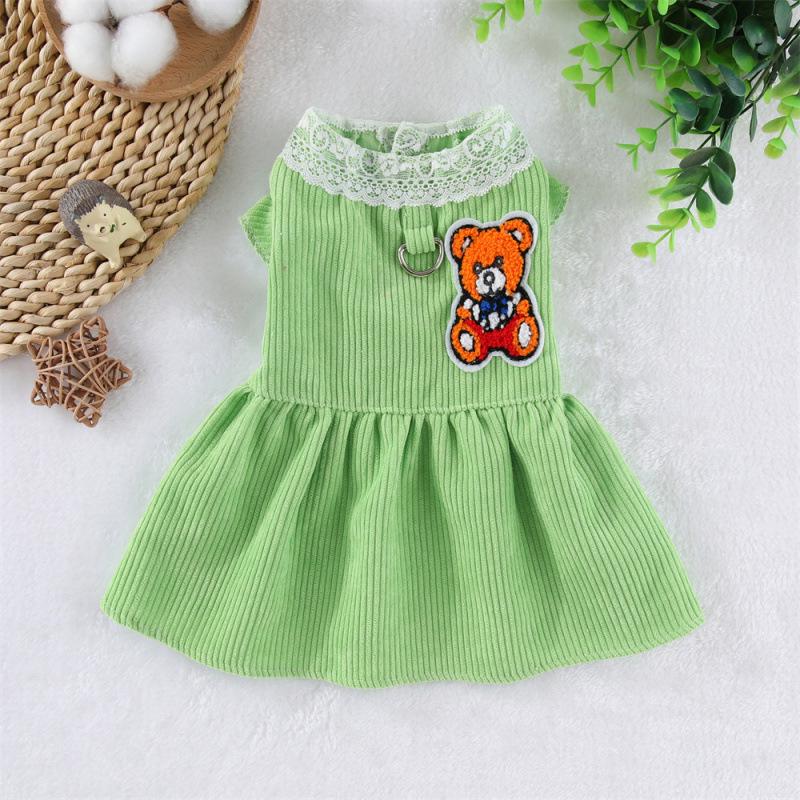 

Вельветовое платье Бишон-померанского шпица с креплением для поводка для маленьких собак - Наряд на весну/лето XL