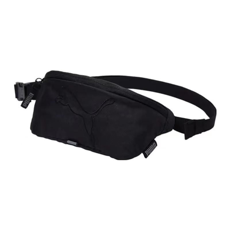 Puma Large Logo Embroidered Dark Fabric Chest Bag Crossbody Waist Bag Unisex bags Black 073587-01 Pure Black