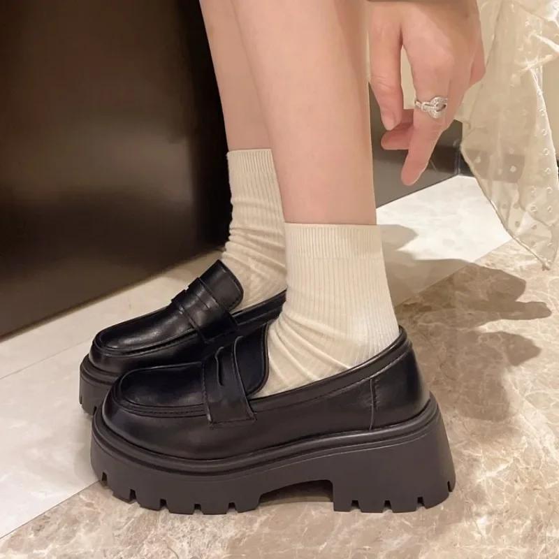 Platform Loafers for Women 2024 New Spring British College Style Lolita Shoes Female Thick Sole Oxford Shoes Heels Vintage Shoes