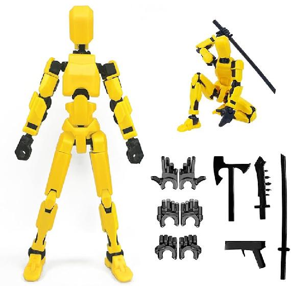 Titan 13 Lucky Robot Action Figure, 3D Printed Multi-Jointed Movable Robot Action Figures, Desktop Decorations Game Gifts (9pcs) жёлтый