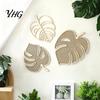 Large Hollow Leaf Decor 3Pcs Wooden Monstera Wall Decorations, Bohemian Hanging Ornament, Tropical Natural Wood Art for Home Living Room Bedroom