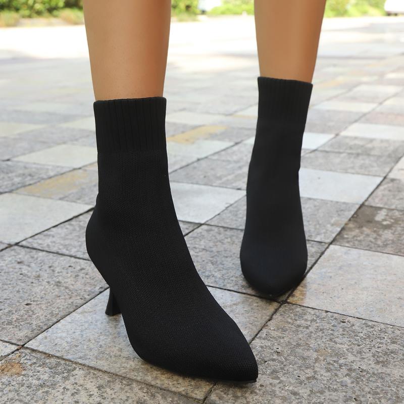 Fashion Fashion Solid Elastic Socks Boots Women 2025 Autumn Sexy Pointed Toe High Heel Ankle Boots Brand Design Solid Booties Size 43