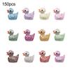 150Pcs Mini Glitter Duck Figurine Colorful Duck Resin Statue Miniature Animal Ornament Micro Landscape Dollhouse Fairy Garden Decoration Party Favors