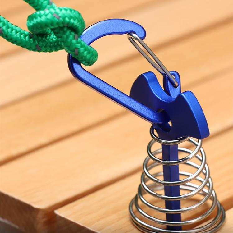 10Pcs Portable Deck Anchors Peg Fishbone Tent Stakes with Spring Buckles Wind Rope Anchors Tent Peg for Camping Hiking