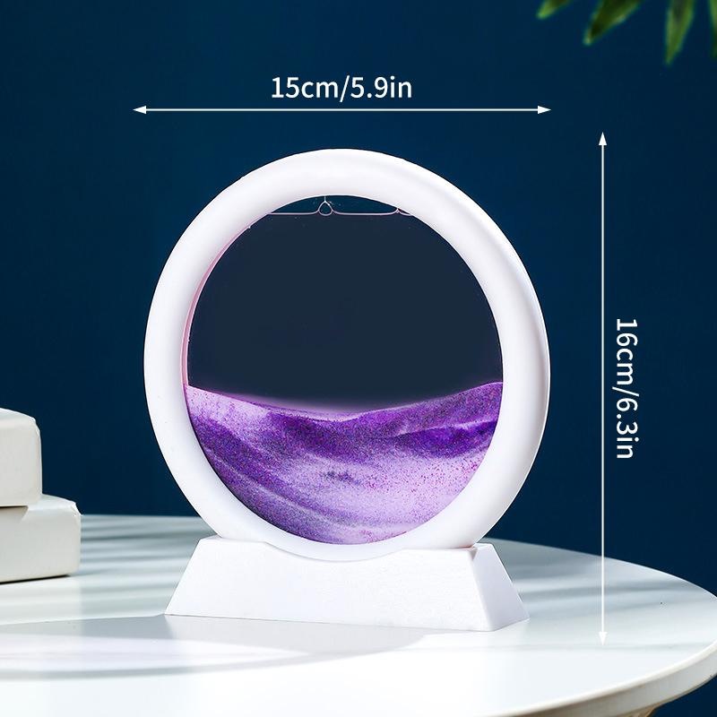 3D Timeglas Rinnande Sand Konstbild Rund Glas Djup Havs Sandlandskap Hantverk Flytande Målning Hemmakontor Dekoration Gåvor