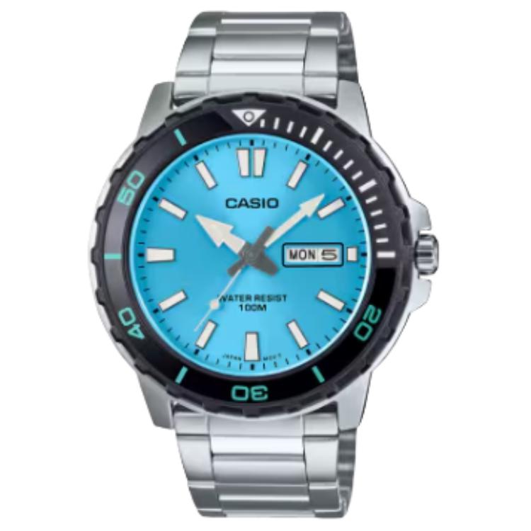 CASIO Quartz Movement Stainless Steel Strap Watch Unisex Blue Dial MTD-125D-2A3V Blue Dial