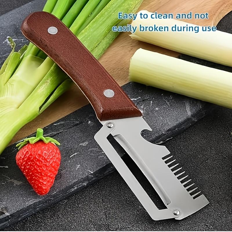 Heavy-Duty Stainless Steel Vegetable Peeler & Slicer with Green Onion Cutter Multifunctional Kitchen Tool Featuring a Straight Blade and Ergonomic