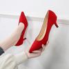 Escarpins à Petit Talon Dame Bout Pointu Talons Kitten Femme Vert Velours Grande Taille printemps Chaussures Rouges Femmes Talons Hauts 5cm