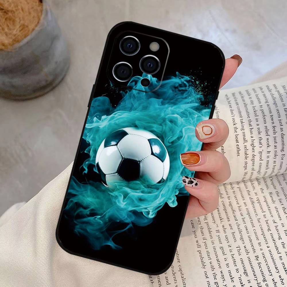 Soccer Ball Phone Case Silicone Soft For IPhone 17 16 15 14 13 12 11 X XR Plus Pro Max Plus