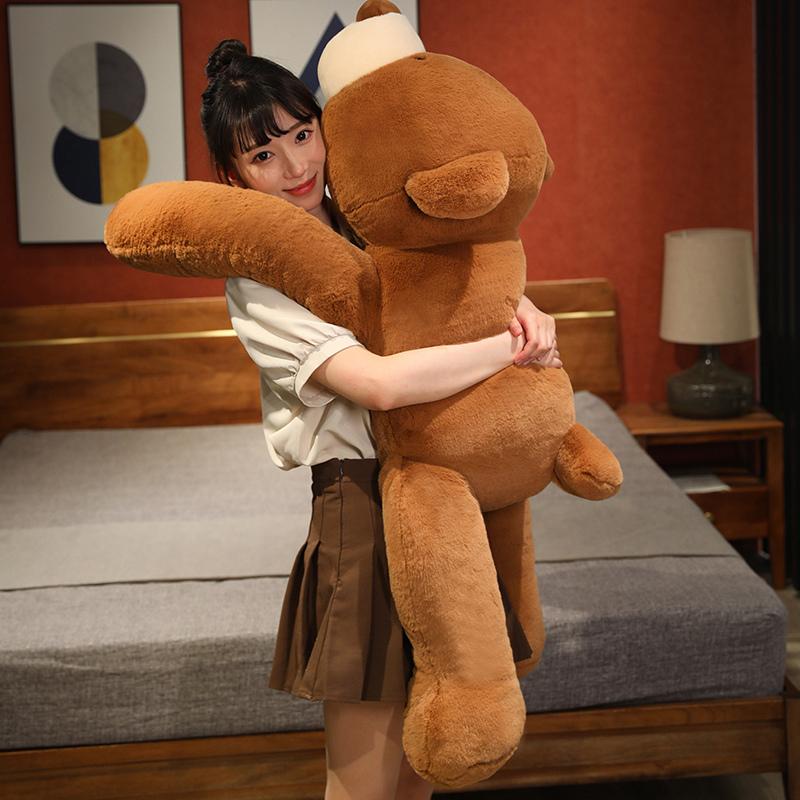 50cm-120cm Lying Bear Plush Toys Soft Sleep Pillow Cartoon Animal Bear Stuffed Doll Classic Birthday Gifts