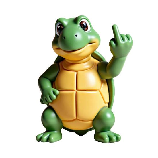 Middle Finger Turtle Figurine Resin Cartoon Turtle Statue Desk Buddy Hand-Painted Turtle