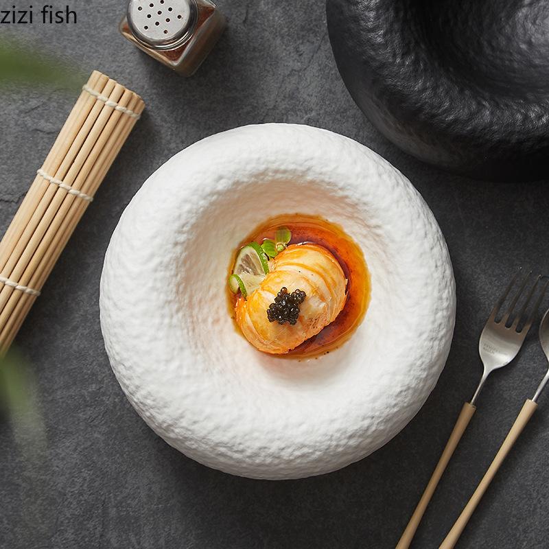 Assiette à dîner en céramique à double couche Assiettes à dessert inclinées Assiettes à plat froid Assiettes à soupe Disque à piqûres Bol à fruits Bol à salade Plateau à collation