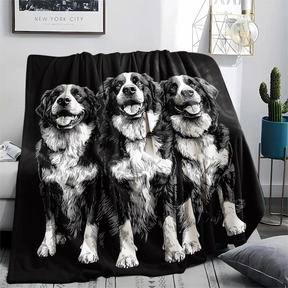

Black Bernese Mountain Dog pattern Flannel Blanket, High quality Comfortable for All Seasons, Home Decor, Warmth and Comfort, Perfect for Gifts. 80cm x 120cm