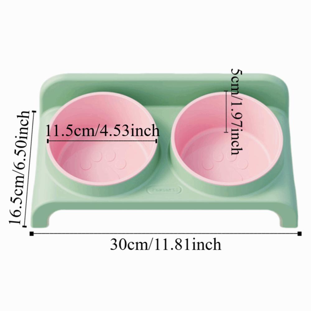 Double Bowls Elevated Pet Feeder Bowl 15 ° Slant Cat Dog Dual-use Bowl  Dog Accessories