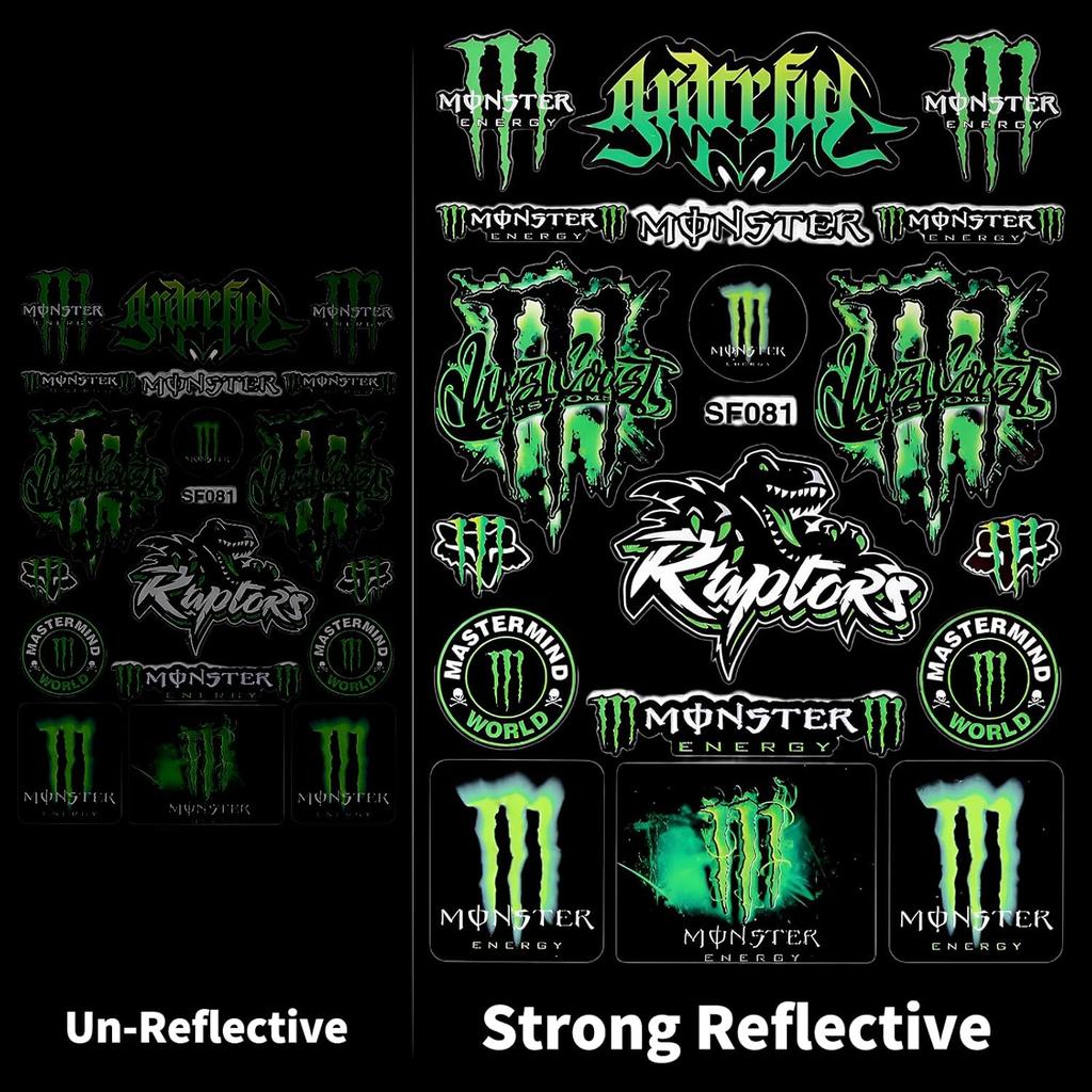 Green Reflective Waterproof Stickers Cool for Motorcycle, Motorcycle Helmet, Skateboard, Car and Dirt Bike Motorcycle Decal