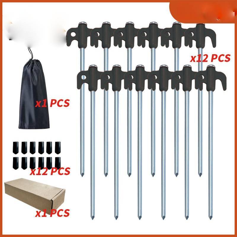 Camping Tent Pegs With Glowinthedark Nails For Outdoor Shelter And Camping Gear 6x180mm чёрный