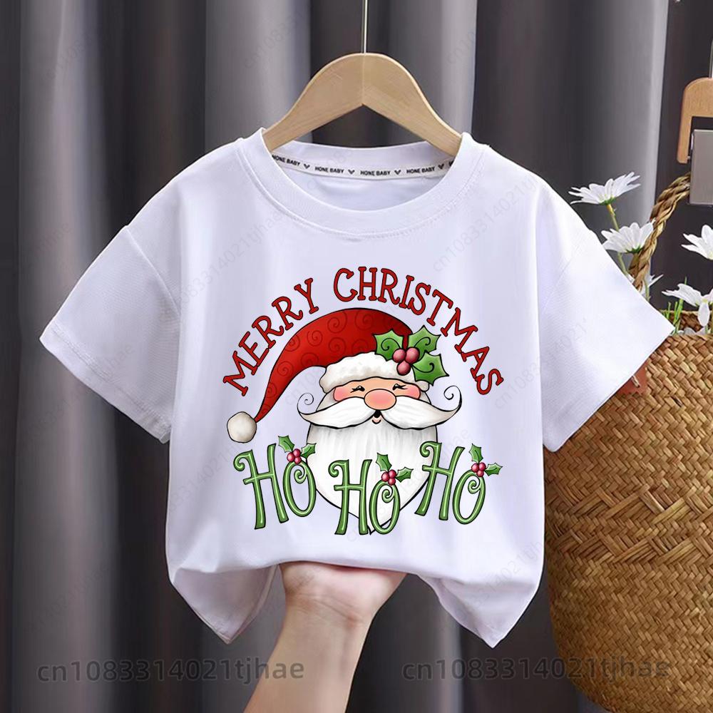 Merry Christmas Moose Graphics Kids Tshirts for Babys Santa Claus Christmas Party T-Shirt for Boys T Shirts for Girl Tops Tees