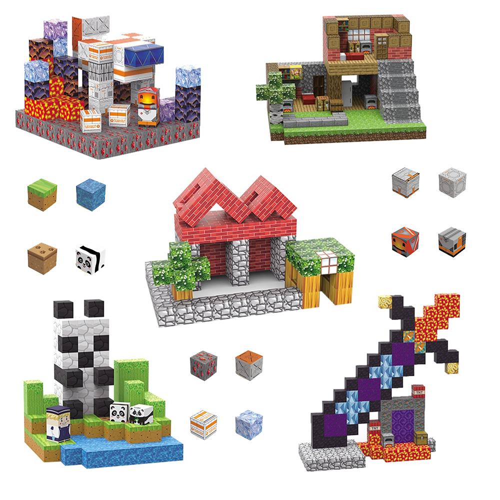 Non-Toxic Magnetic Creative Architecture Building Blocks World Set Panda Farm Space Base 3D Model Kit Stem Diy Assembly Gift Children
