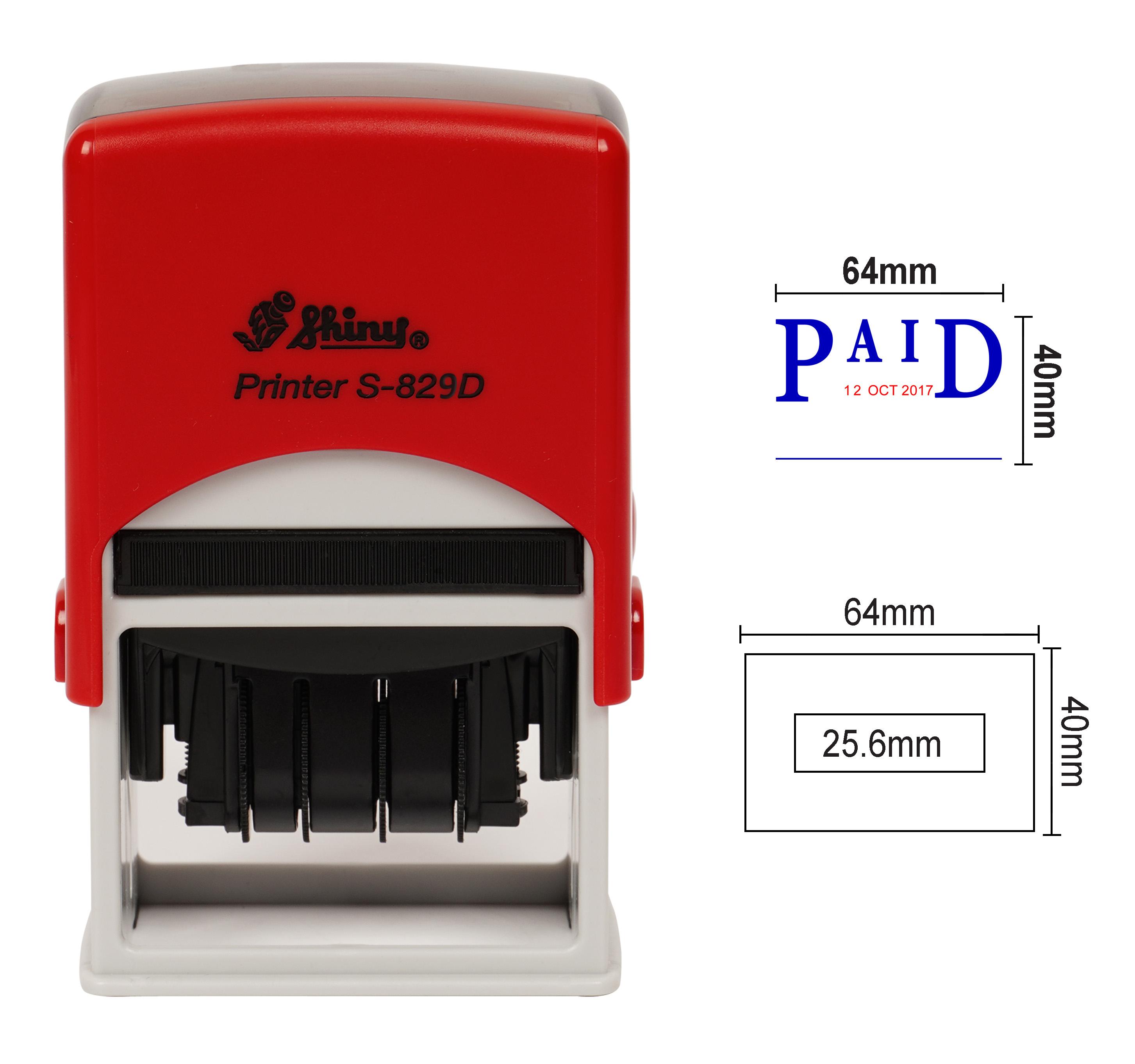 

Блискучий Датувальник Самонабірний З Текстом Оплачено Канцелярський Гумовий Штамп Blue With Red Date - 64mm x 40mm синій