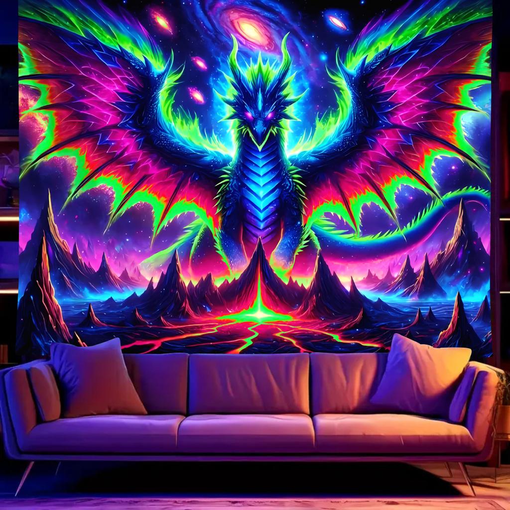 VIKAMA Drachenschuppen Wandteppich Kosmisch Blau Gaming-Zimmer Hintergrund Böhmische Wohnzimmer Dekorative Stoffe