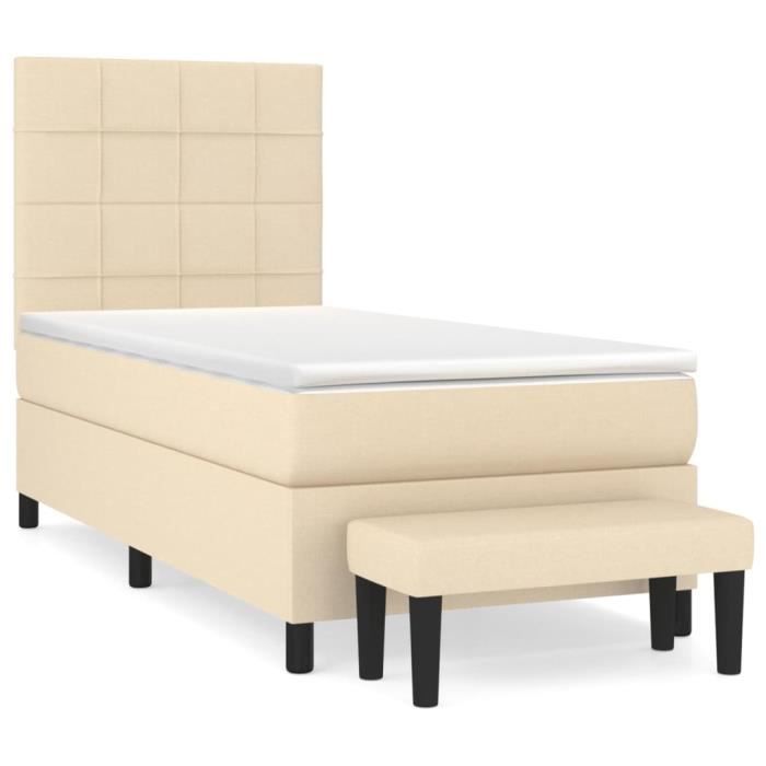 3136554 vidaXL Lit à sommier tapissier avec matelas Crème 80x200 cm Tissu