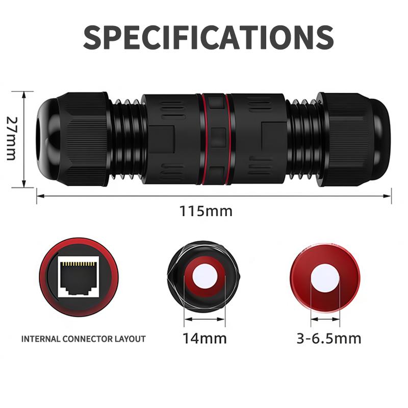 Outdoor Waterproof 10Gbps Cat6A Shielded Lightning Protection Ethernet Coupler, IP68 Surge Proof Network Extender for Monitoring