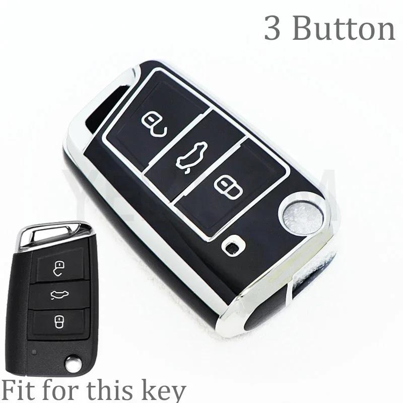 TPU Car Shell Fob Key Case Full Cover For VW Volkswagen Golf 7 MK7 Tiguan MK2 For SEAT Ateca Leon FR 2 Ibiza For Skoda Octavia