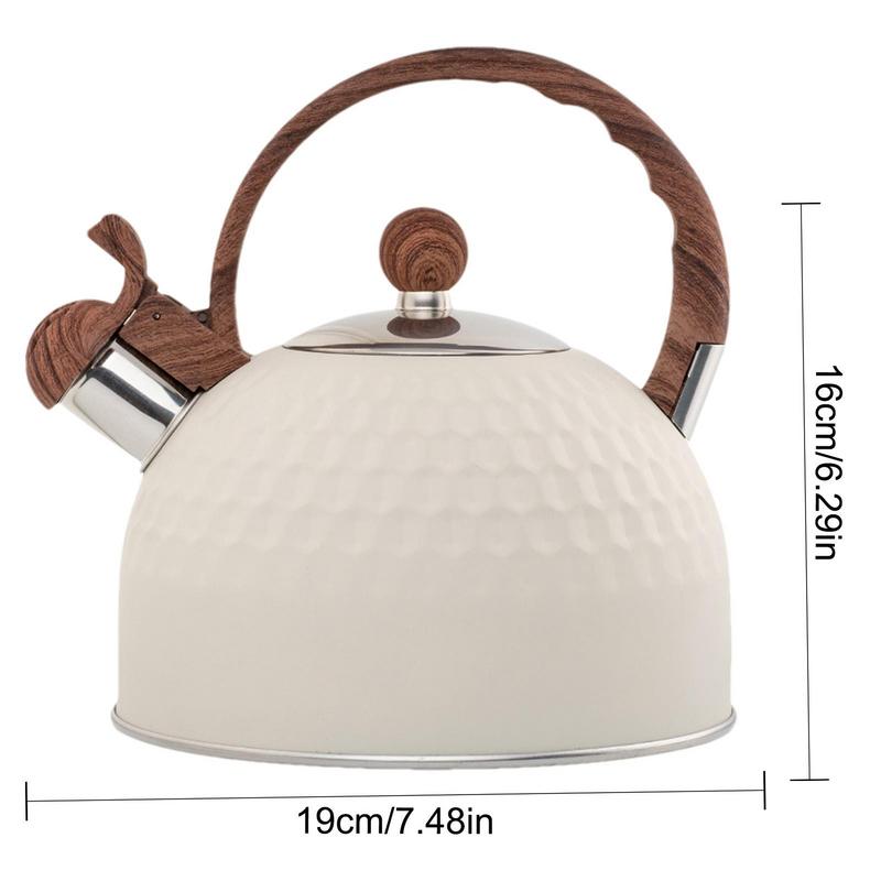 Whistling Teapot White Stainless Steel Tea Kettle 2.5L Multipurpose Household Tools With Rubber-Wrapped Handle For Boiling Water