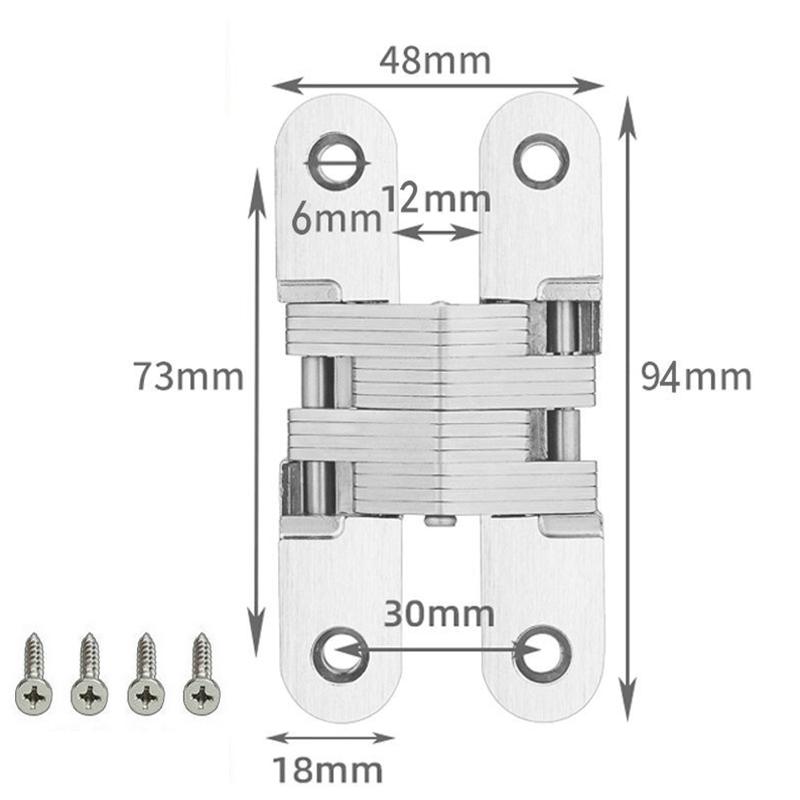 1/2 Pcs Zinc Alloy Concealed Door Folding Door Concealed Cross Hinge Concealed Door Wooden Door Concealed Hinge Concealed