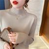 Women's Loose Knit Soft Wool Sweater, Half-High Collar, Autumn/Winter 2023 Style
