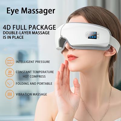 4D Intelligent Eye Massager with Pneumatic, Vibration And Heat Compress Massage,Five Comfortable Modes, Portable Eye Machine for Relaxation & Stress