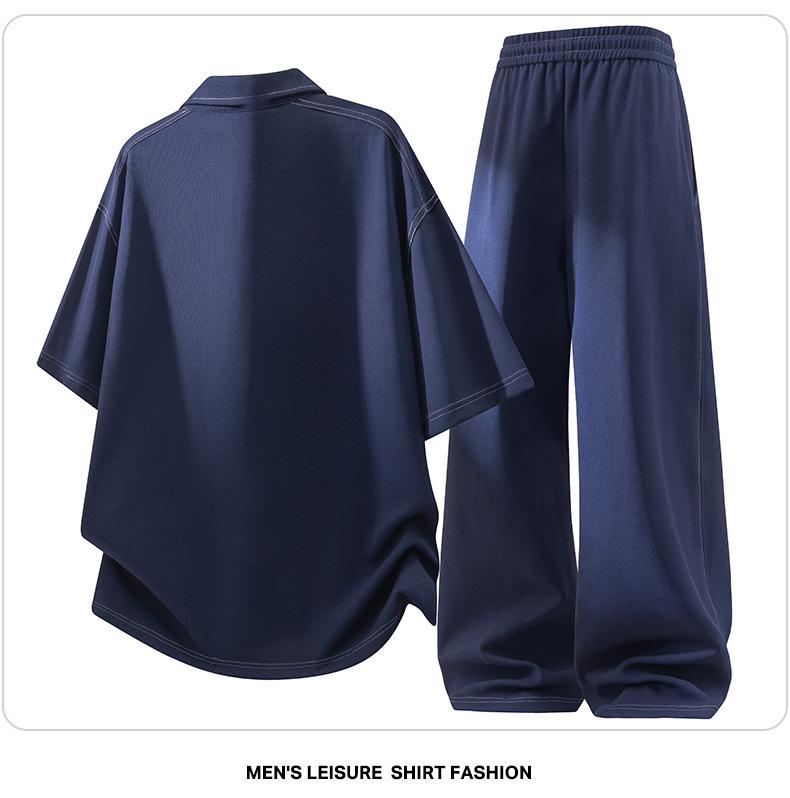 Men's Trendy Plus Size Polo Shirt & Long Pants Two-Piece Set - Casual & Versatile Short Sleeve Tee Sports Outfit