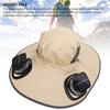 Detachable Sun Fan Hat 3 Speeds Adjustable UPF50 Breathable Wide Brim Sun Bucket Hat With 2 Solar Fan For Men