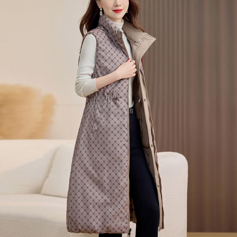 Fashion Winter Women's Long Warm Vest Hooded Faux Fur Collar Can Be Worn on Both Sides Thick Sleeveless Parkas Woman Jackets