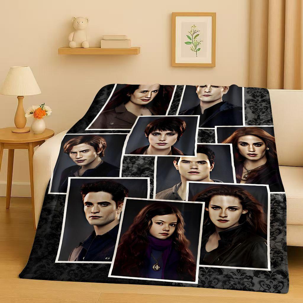3D Twilight Saga Bella Edward Vampire Movie Flannel Blanket,Ultra Soft Warm Plush Throw for Home Bedroom Bed Sofa Cover Camping