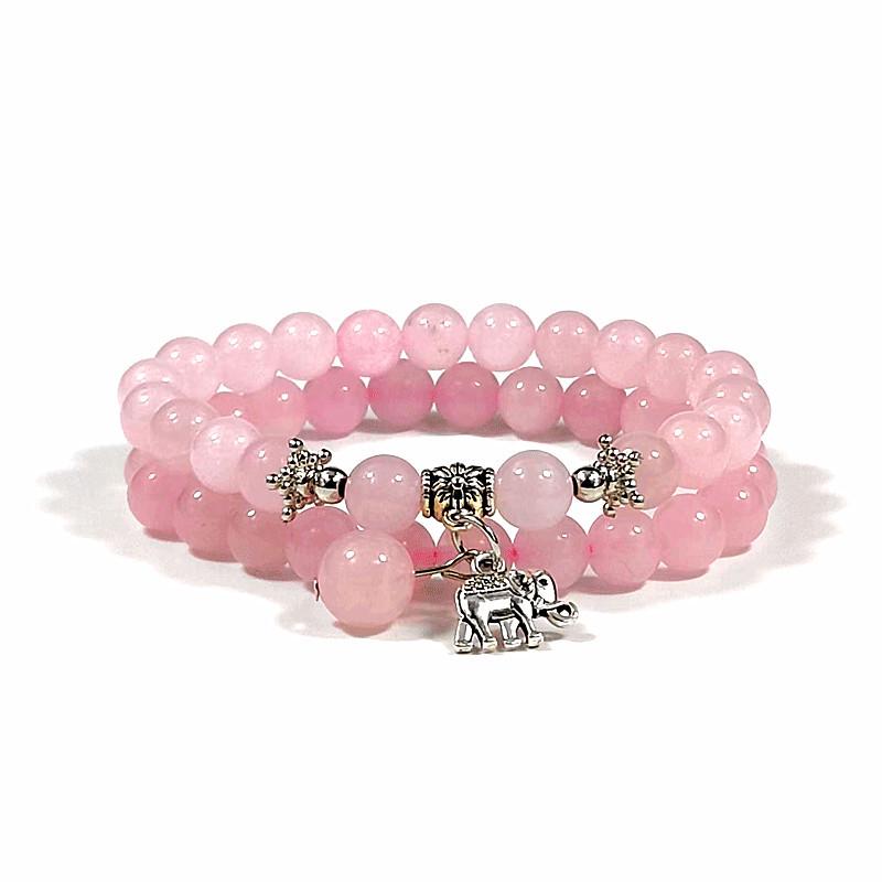 Bohemian Style Rose Quartz & Elephant Pendant Bracelet Rose Quartz Aperture