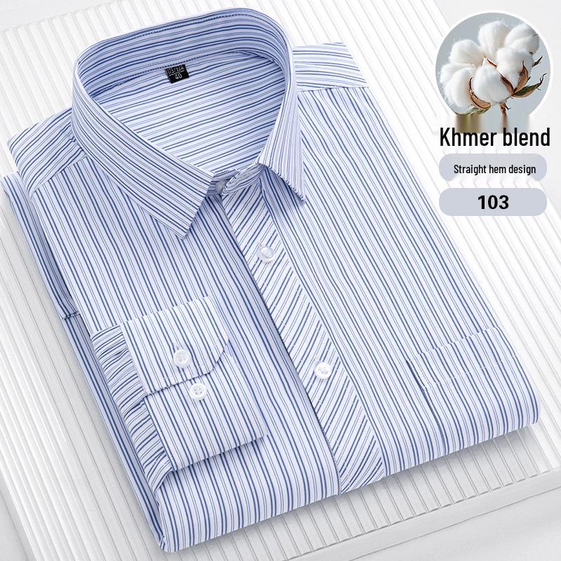 Cămașă cu mâneci lungi cu dungi pentru bărbați, mărime plus: Casual, Respirabil, Tiv drept pentru persoane de vârstă mijlocie și vârstnice