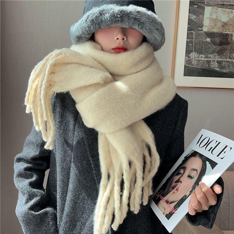 Fashion Luxury Brand Solid Colors Thicken Scarf Women Cashmere Shawls Winter Warm Scarves Soft Pashmina Neckerchief Wrap