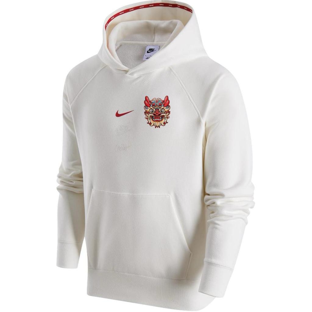 Nike Dragon Dance New Year Series Logo Lion Pattern Fleece Hoodie Men Hoodies Sail-White FZ6373-133(TEAM378-GCST-X1)