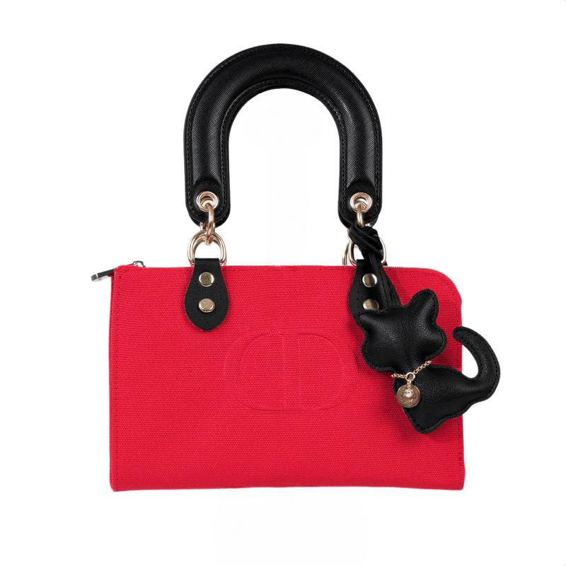 DIOR Bag [Customized Cosmetic Bag] Flame Red Meow Niche Exquisite Personality Trend High-end American Style Minimalist Light Luxury Canvas Portable красный