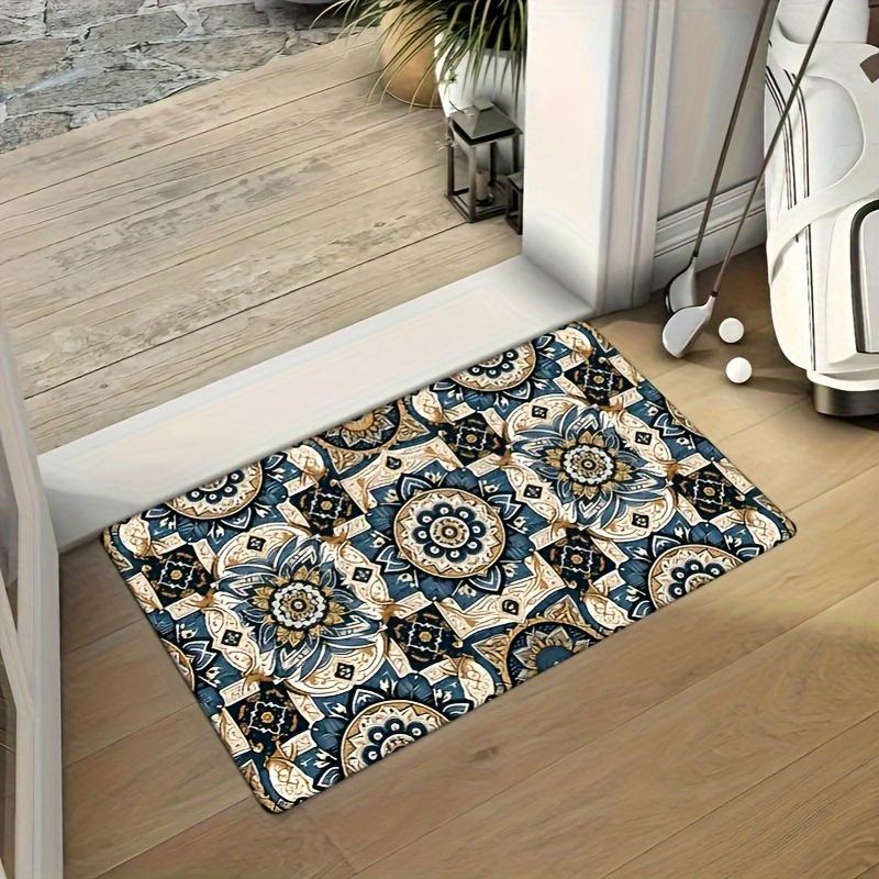 Moroccan vintage pattern theme Flannel-printed floor mats has a non-slip function is suitable entrances bathroom welcome carpets