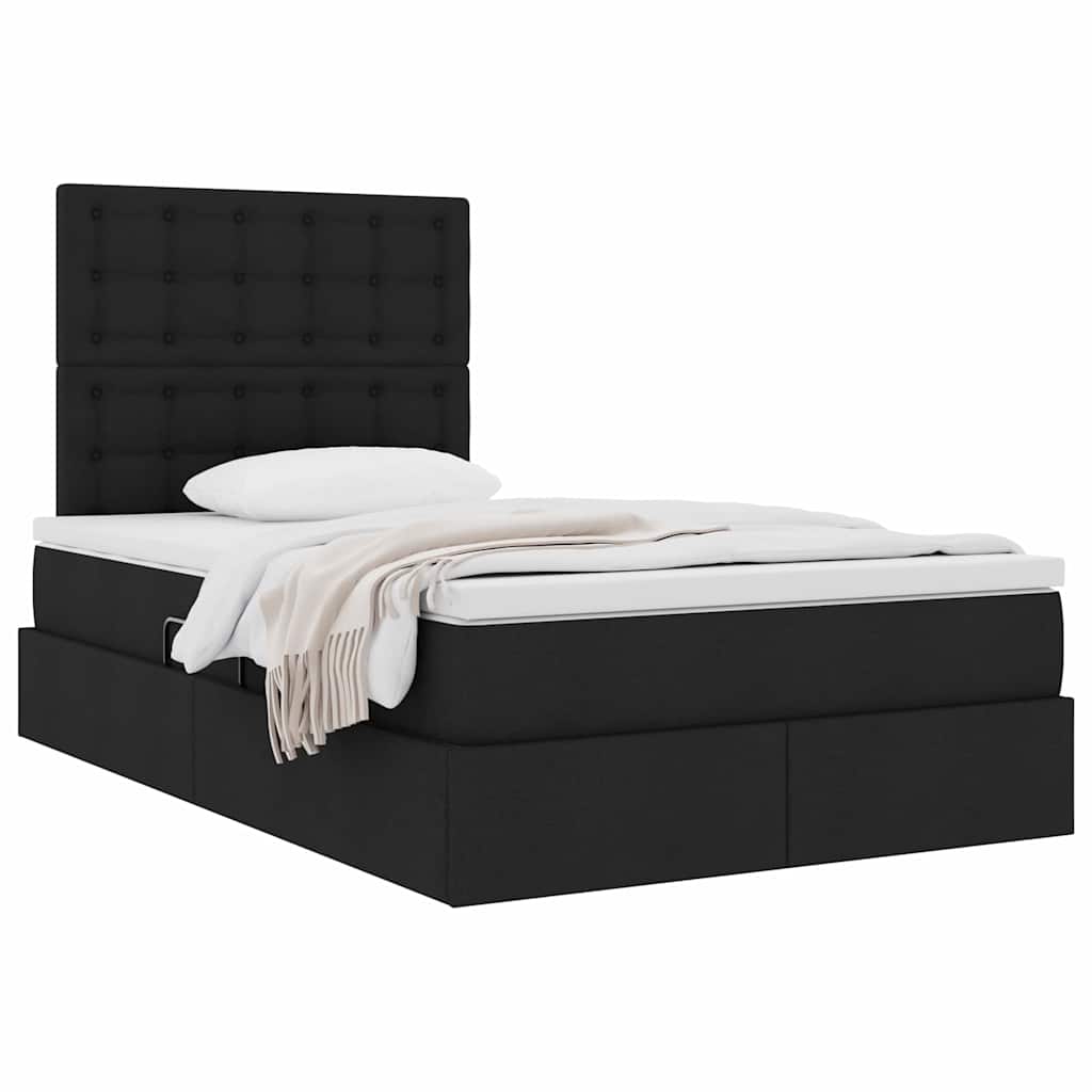Storage Bed with Mattress Black 120 x 200 cm Polyester
